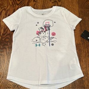 2 BNWT girls Under Armour Christmas/Holiday tee shirts.